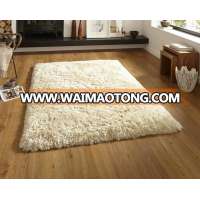 Polyester White plain shaggy rug for home