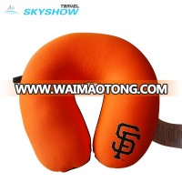 U Shape Custom Logo Printed Bean Neck Pillow Relaxation Cushion Massage For Airplane Travel Pillow With Chin Support