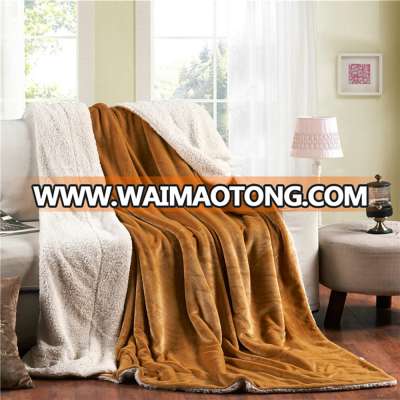 Sedex polyester velvet china factory wholesale blue solid warm soft blanketsleeping partner fleece blanket mink blanket