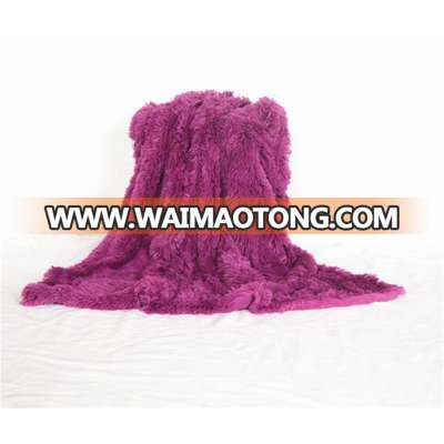 super soft long fur microplush mink fuzzy royal purpl blanket sherpa long faux fleece throw home textile factory wholesale