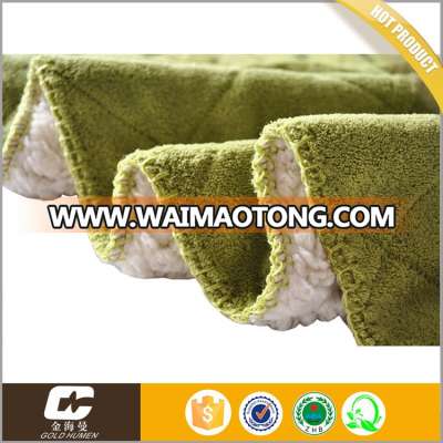 tartan green faux fur sherpa fleece blanket wool microplush fabric mink throw china market factory supplier bulk buy home use