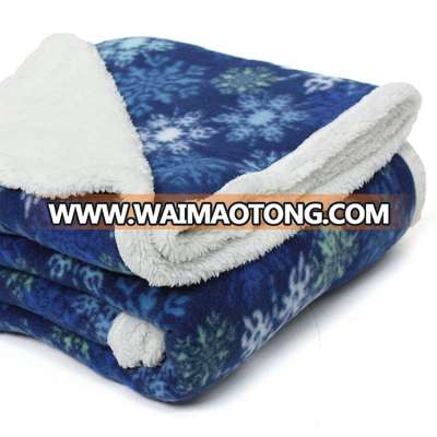 Christmas & snow design warm polar fleece & sherpa blanket