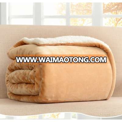 Double thickening plain all color customized flannel sherpa blanket