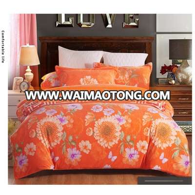 CHINA blanket factory 100% polyester in full bloom 4pc Quilted bedding set