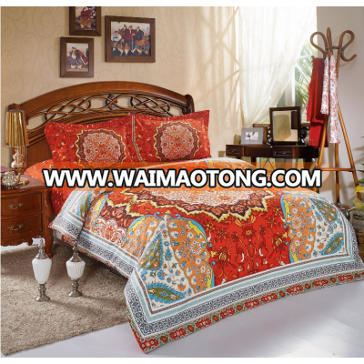 Wholesale Orange Bohemian Boho chic Medallion Printed Soft Microfiber Bedding sets