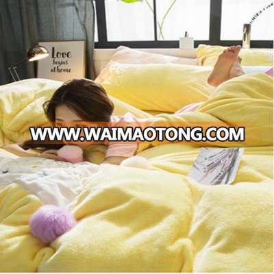 Pure color thickening winter han edition coral wool four pieces of insulation flannelette flannelette bed bedclothes quilt cover