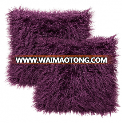 Wholesale Super Soft Shaggy Fuzzy PV plush 2-Pack Purple Throw Pillowcase