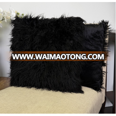 Wholesale 2PK Mongolian Long Hair Decorative 18" x 18" Throw Pillow