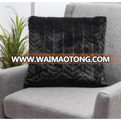 Wholesale Pv Plush Brushing Black Decorative Faux Fur Fabric Throw Pillow