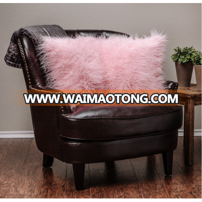 wholesale Soft Shaggy Fuzzy Fur Long Faux Fur Throw Cushion Pillow Pink