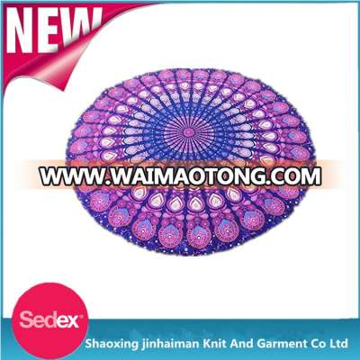 2017 Hot selling 100% custom printed soft round beach towel polyester