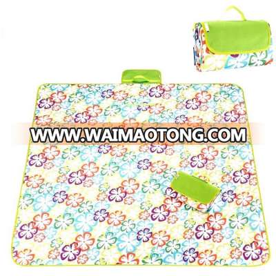 custom outdoor compact waterproof foldable polar fleece picnic blanket