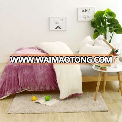 wholesale cheap Velvet Plush Light Weight sherpa and flannel bedding Quilt home textile