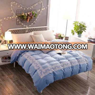 hot selling super soft lace minky bule sky quilt cover bedding set