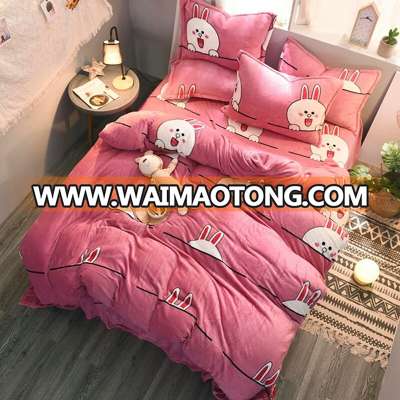 All Season Hotel Quality bunny cony printing flannel fleece for girls bedding comforter