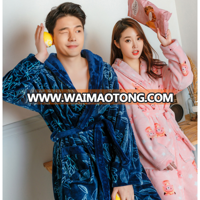 christmas Home textile warmth winter flannel fleece couple spa wholesale bathrobe