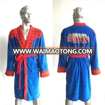 American marvel character cosplay Spide man coral fleece bathrobe