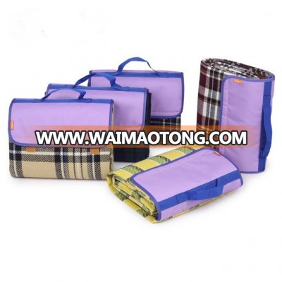 plaid cheap new design thick compact polyester fleece travel borrego royal blanket throw handle bag bulk buy