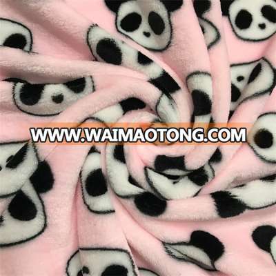 Hot selling lovely panda print colar fleece fabric minky for baby blankets/bedding