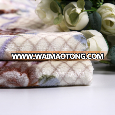 cheap wholesale thick warm flower print flannel fabric for bedding set