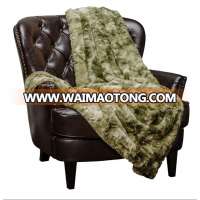 2018 Variation Print Plush Sherpa Olive Green Fur Microfiber Throw Blanket