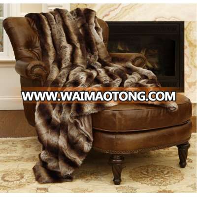 Wholesale winter light weight Faux Fur Throw Full PV plush and Micofiber Blanket