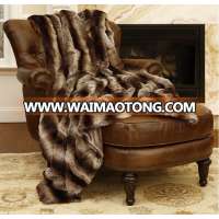 Wholesale winter light weight Faux Fur Throw Full PV plush and Micofiber Blanket