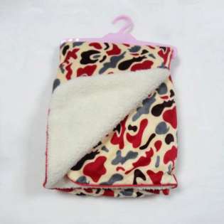 Printed Micro Mink and Solid Sherpa Baby Blanket -Camo Red